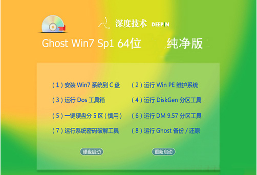 深度技术GHOST WIN7 SP1 64位纯净优化版V2018.08
